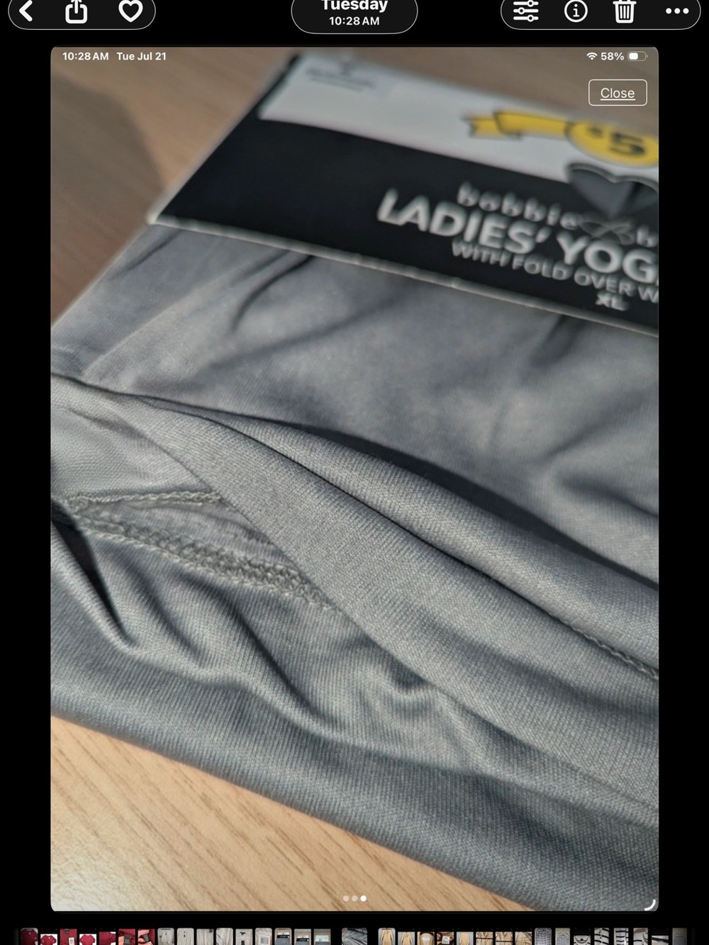 NWT Bobbie Brooks Gray Ladies' Yoga Pants with Fold-Over Waistband XL